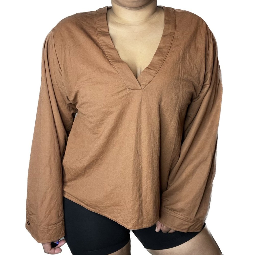 Tan Zara V-Neck Blouse